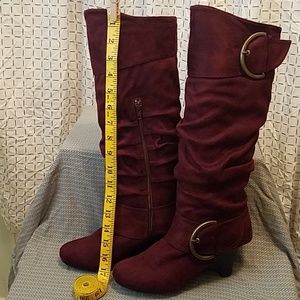 Naughty Monkey Suede Burgundy Slouch Boots Sz. 6.5